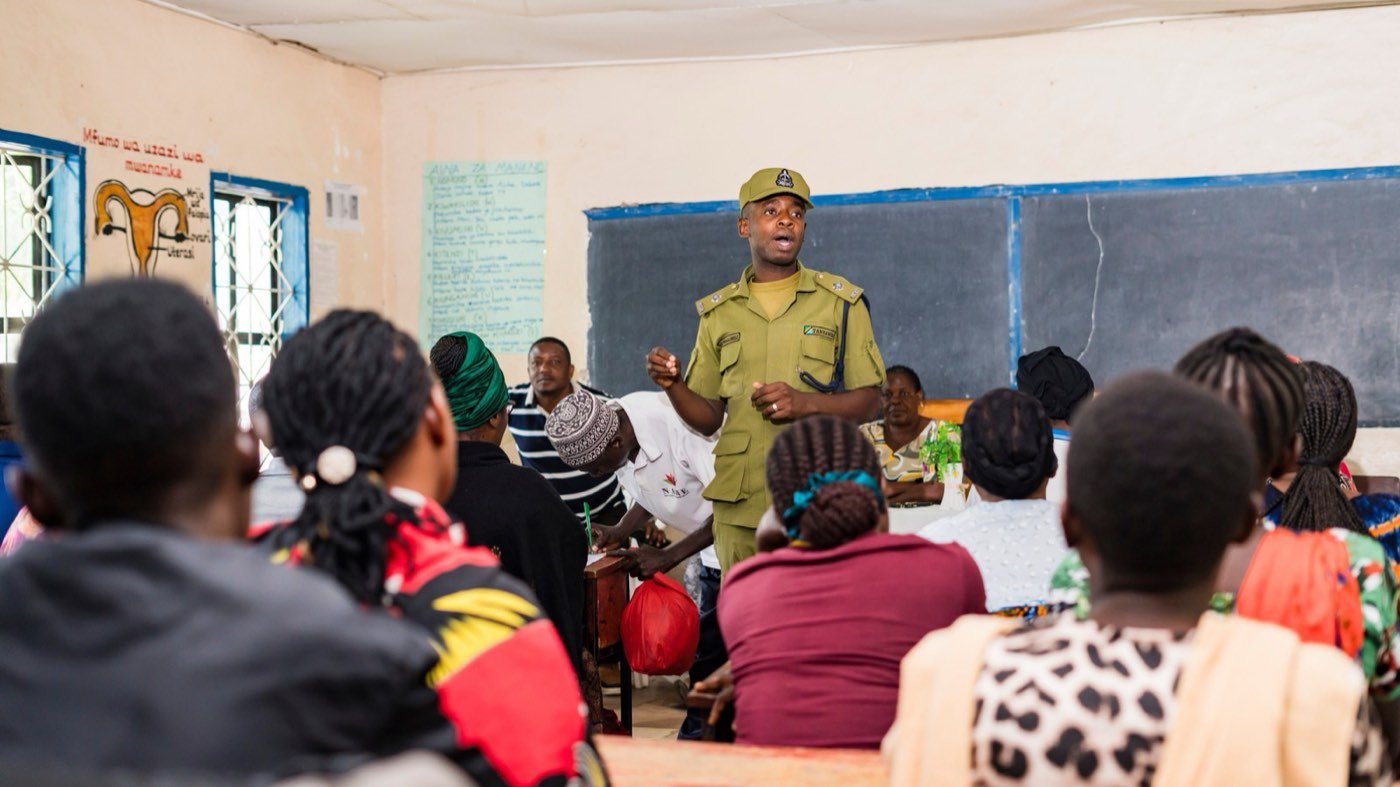 A community health education session in a classroom